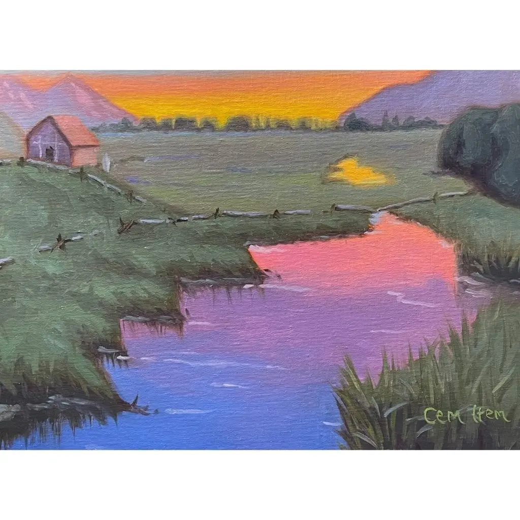 P144 Sunset over River
